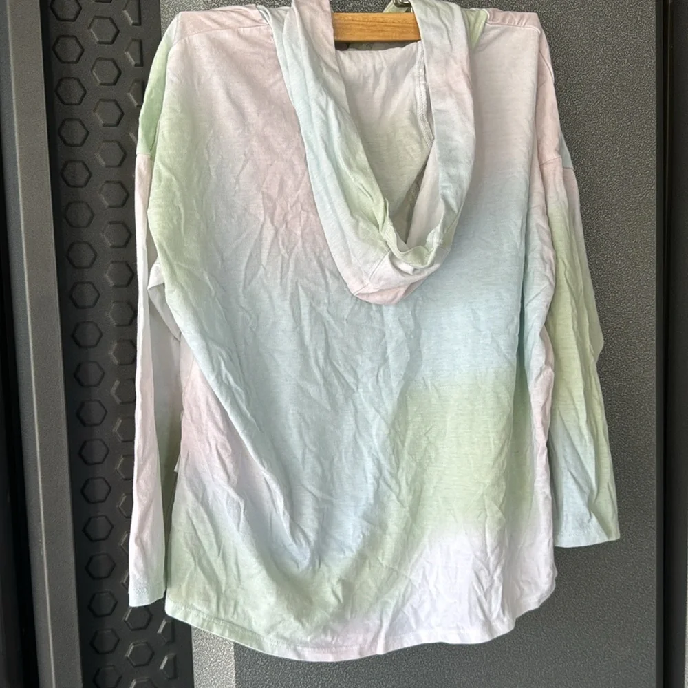 Girls Adidas tie die high low tee hoodie Sz Small 7/8 - Picture 8 of 9